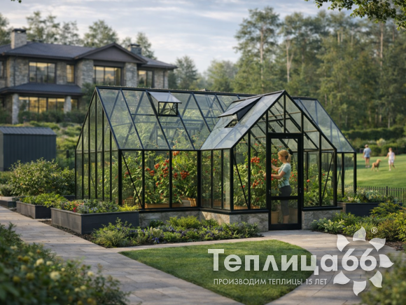 Теплица botanik T Style 45 Maximum с тамбуром Standard под стекло, ширина 3,6 м. (калькулятор)